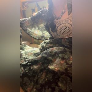 1970’s Vintage Black Floral Print voile Angel Sleeve Candi Jones Dress